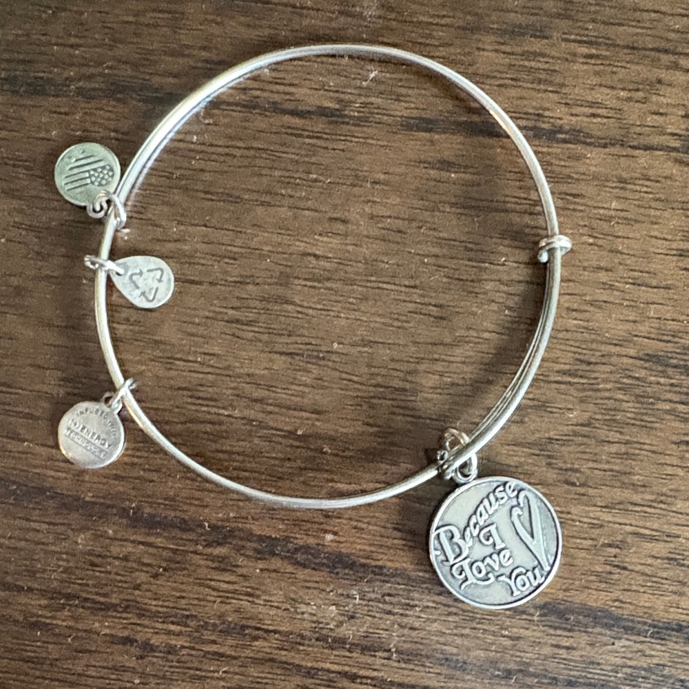 Alex and Ani “Because I Love You” Silver Charm Bracelet